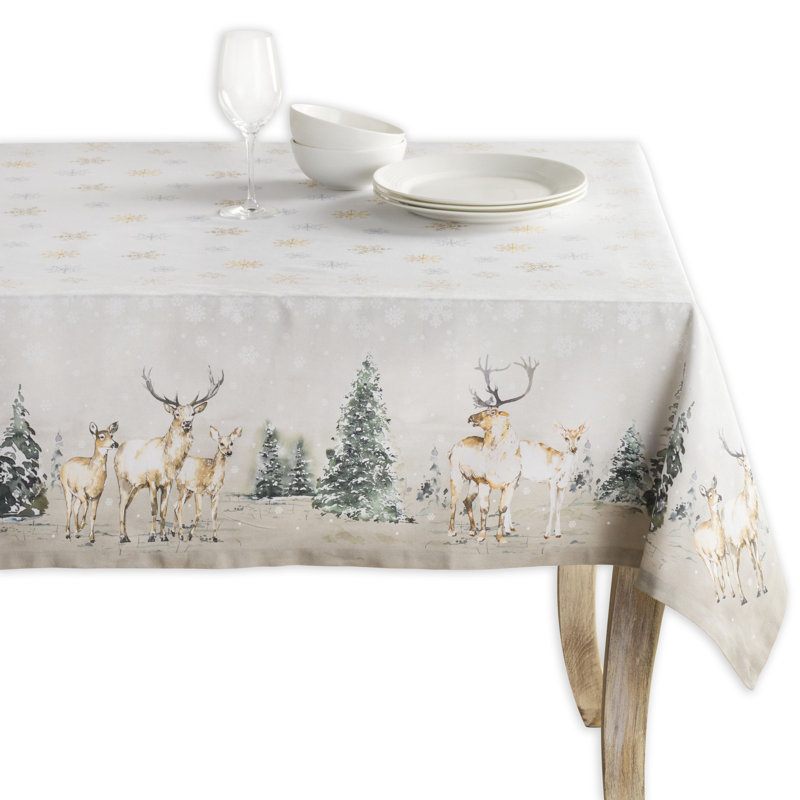 Floral 100% Cotton Square Christmas Tablecloth, Floral 1, Rectangle 108" x 60"