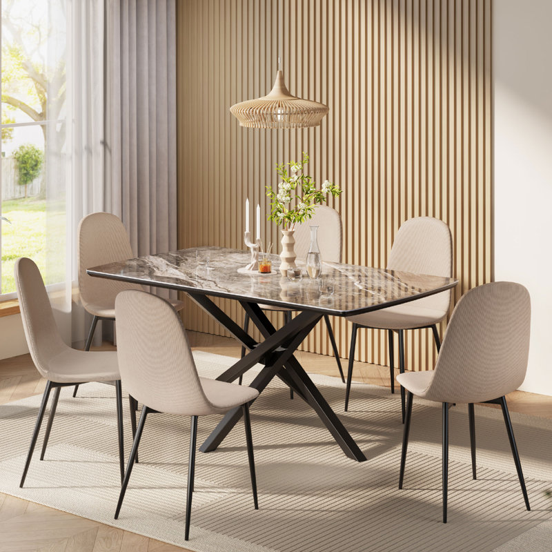 Cavell Upholstered Dining Chairs, Beige