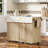 55.5" Fluted Kitchen Island with 2 Drop Leaf-454704040