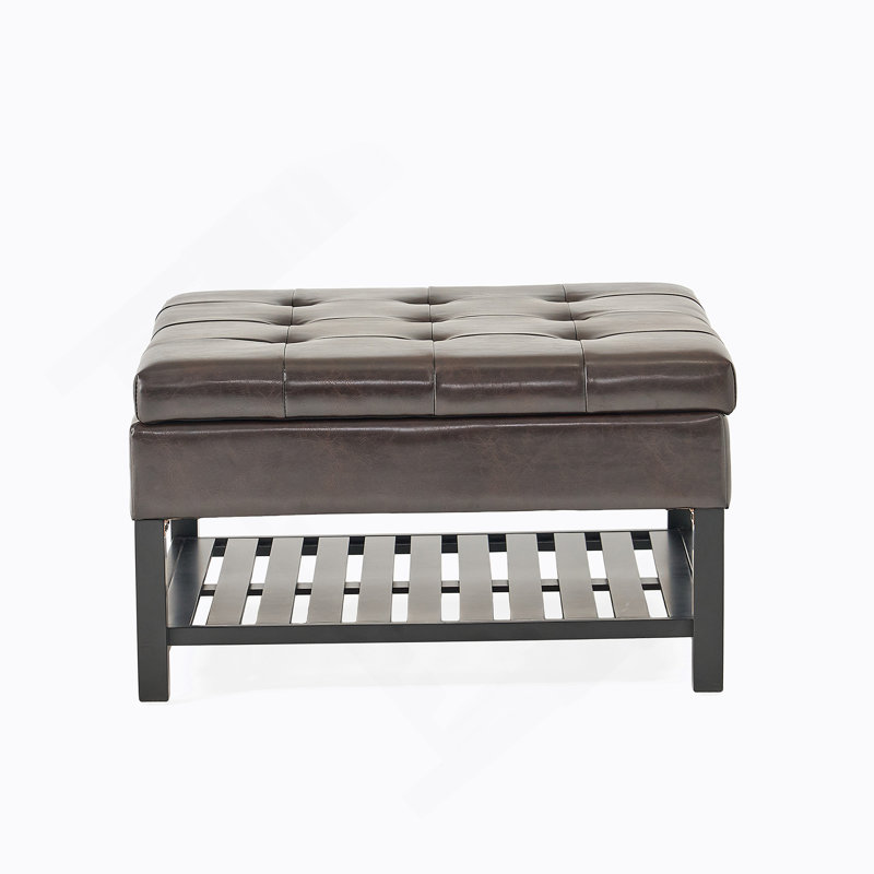Rectangle Tufted Upholstered PU Ottoman