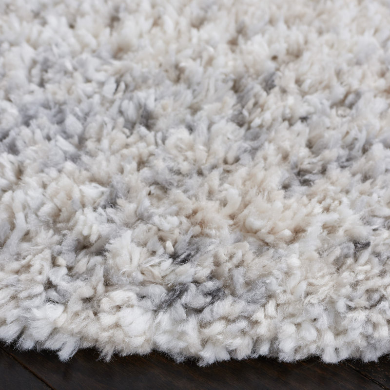 Tapis gris / ivoire à motif abstrait Mena, Rectangle 5 pi 5 po x 7 pi 7 po