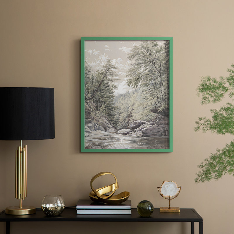Reproduction encadrée vintage en bois massif Cxxxiv, H 30 po x l 24 po, Vert