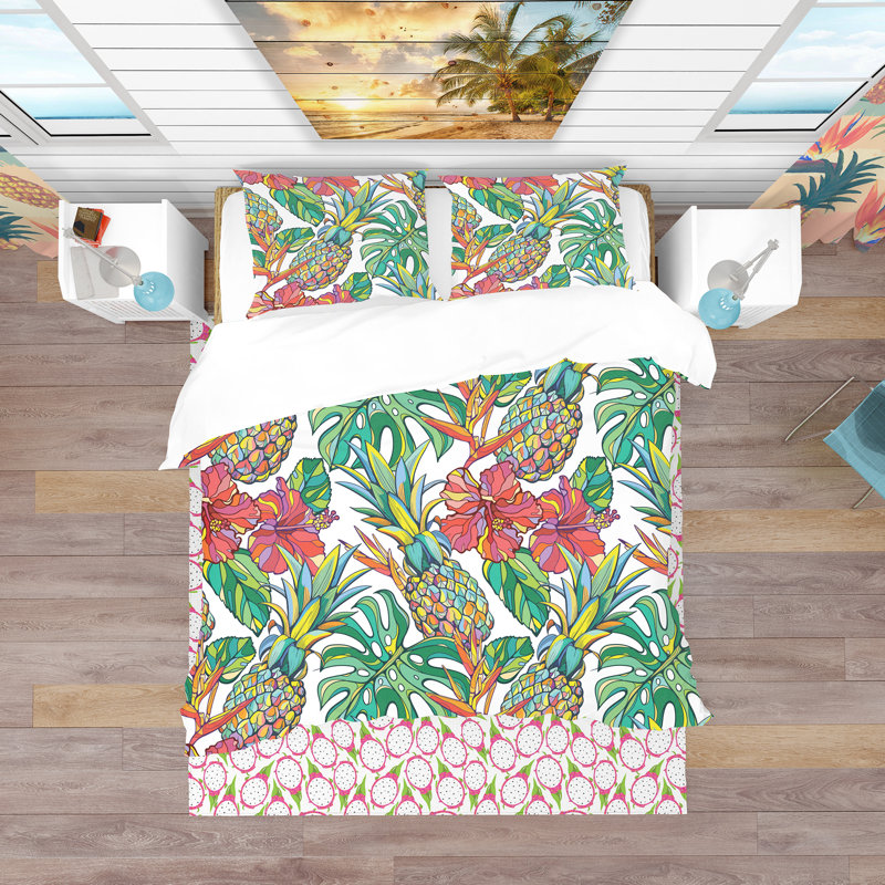 Twin Colorful Tropical Pattern Microfiber Duvet Cover Set
