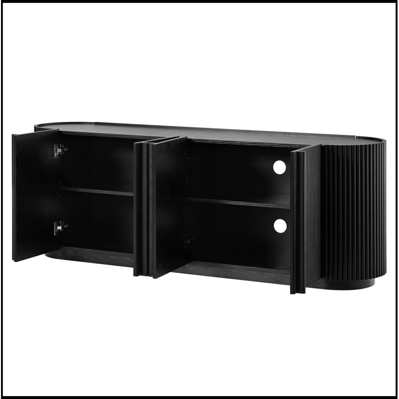 Alla avec porte cannelée de style tambour et tablettes réglables, Noir