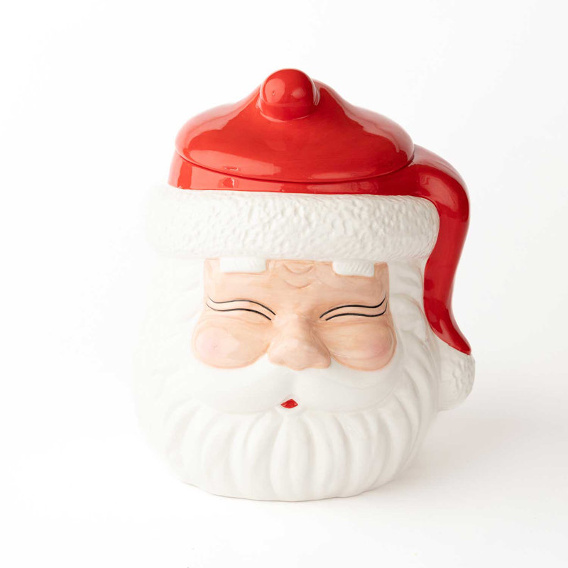 Pink Santa Cookie Jar, Red