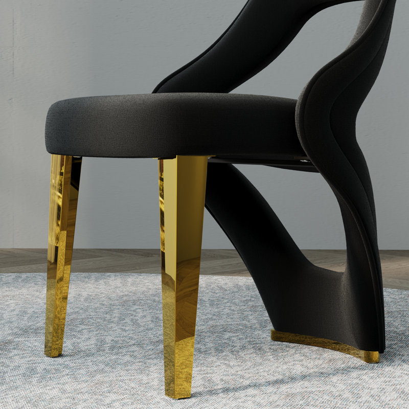 Ensemble de chaises d'appoint en velours 16,8 po H (ensemble de 2), Noir