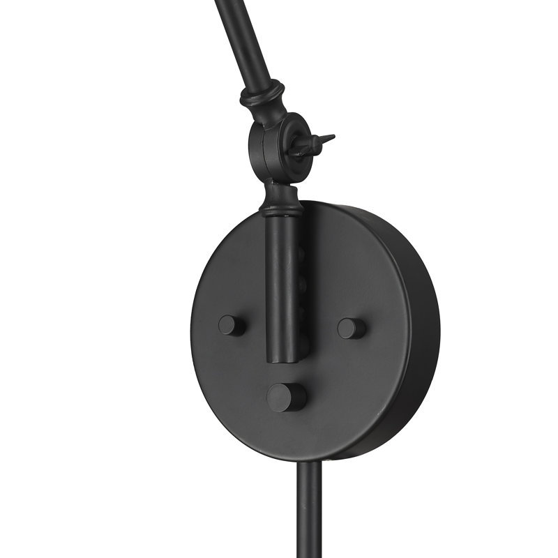 Shearson Adjustable Swing Arm Wall Sconce, Matte Black, Black
