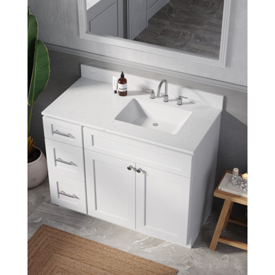 Meuble-lavabo simple 43 po avec plateau en quartz Disar