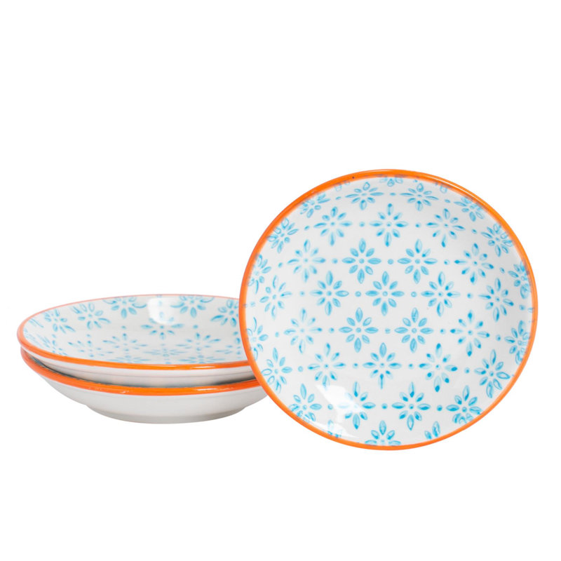 Nicola Spring - Hand-Printed Sauce Dishes - Blue - Set of 3