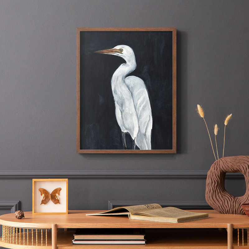 Calm Great Egret I, reproduction encadrée - bois massif, Brun, H 10 po x l 8 po