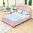 Upholstered Platform Bed with LED Lights and Adjustable Height Headboard-1208835765-1208835767