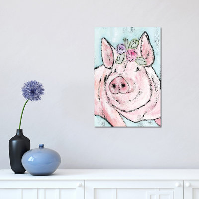 Pink Pig by Ashley Bradley - Wrapped Canvas Painting