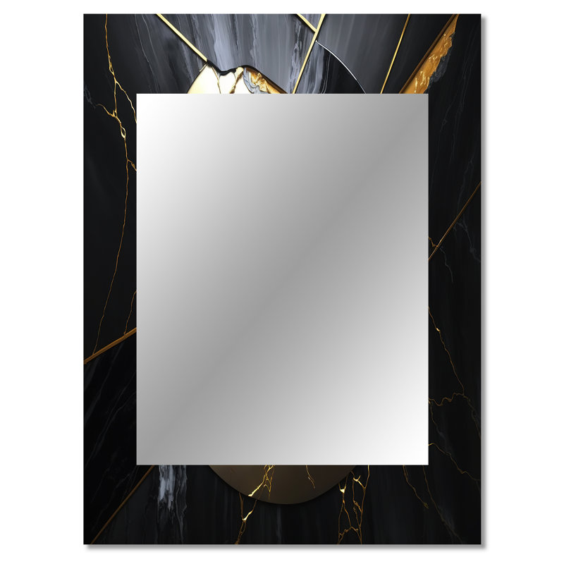 Abstrait Geode Gold III - miroir décoratif en marbre, grand miroir mural doré, impression d'art en métal, 40 po x 30 po