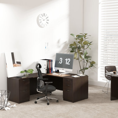 66.93'' L-shaped Desk With File Cabinets