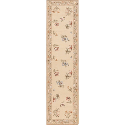 Highland Needleworks Hand Woven Dhurrie Wool Floral and Oriental Area Rug