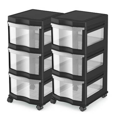 Juggernaut Storage Clear Plastic 4 Drawer Home Organization Storage  Container Tower with 4 Large Pull Out Drawers, Black Frame