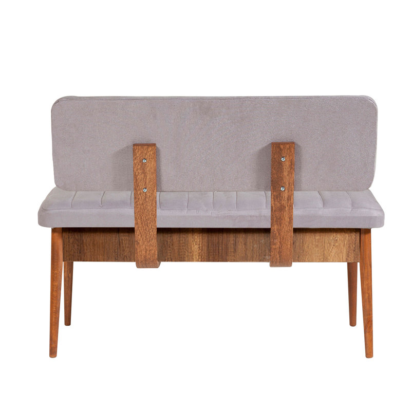 Banc rembourré Helle, Noyer / gris