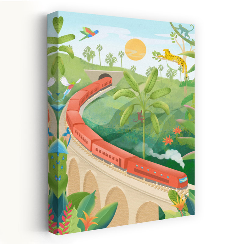 Affiche murale abstraite représentant un paysage de forêt d'oiseaux du Sri Lanka, H 48 po x l 32 po