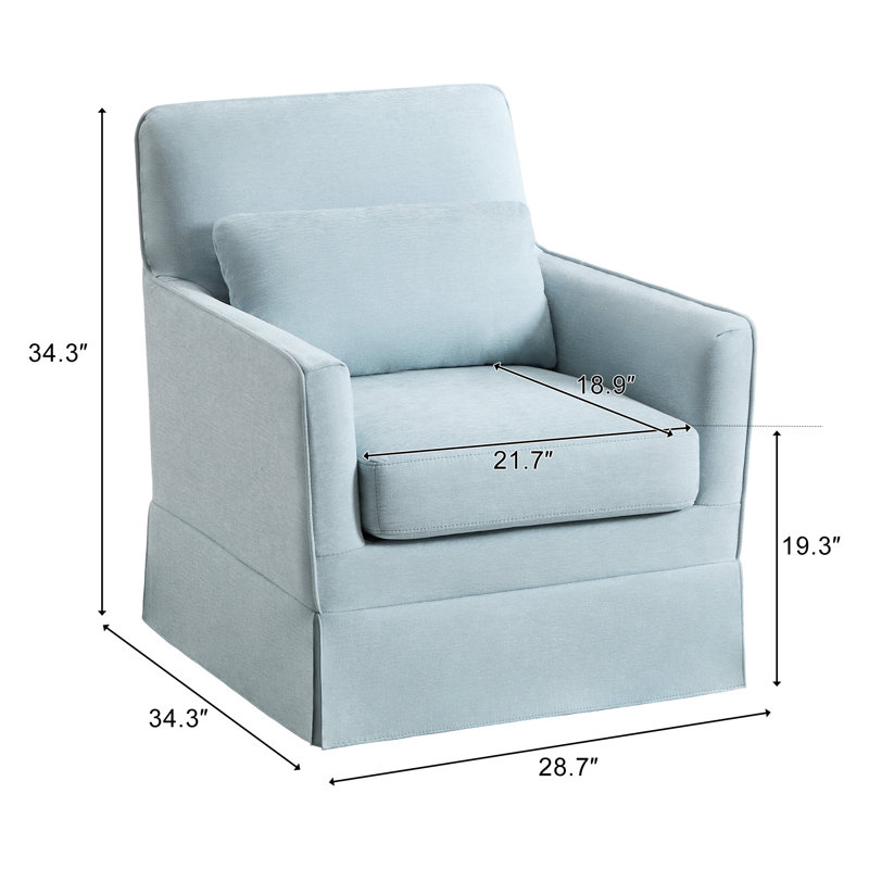 28.7" Wide Contemporary Upholstered 360° Swivel Accent Chair with Support Pillow, Light Blue