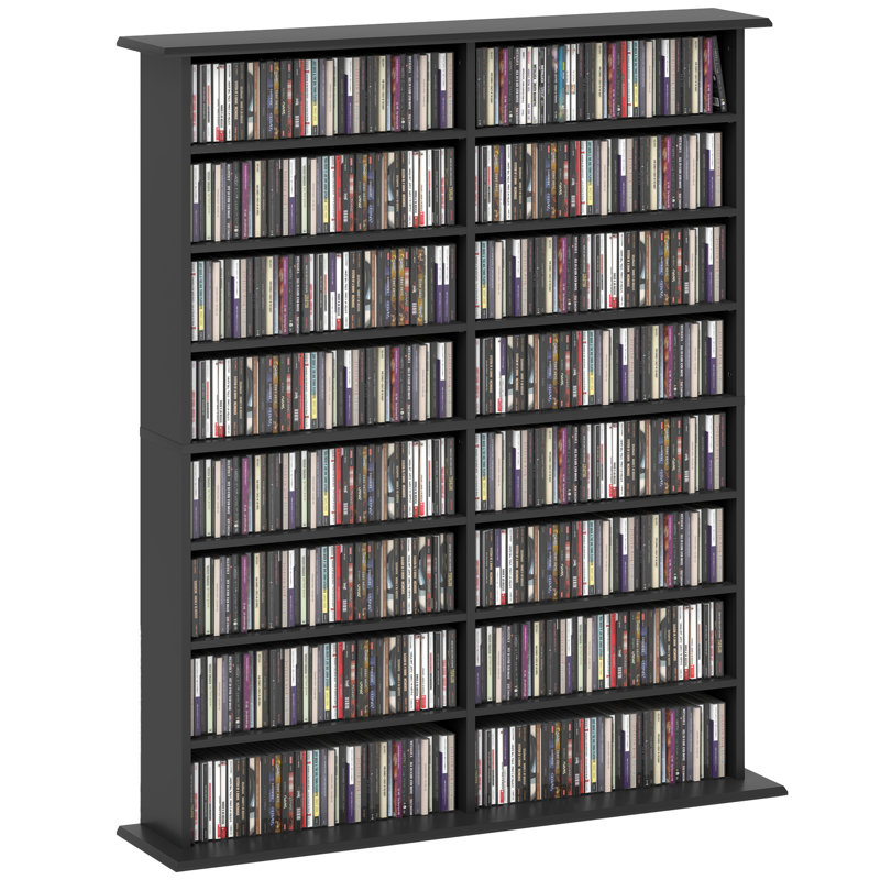123.7cm H Media Shelves, Black, 123.7cm H x 106.5cm W x 24cm D