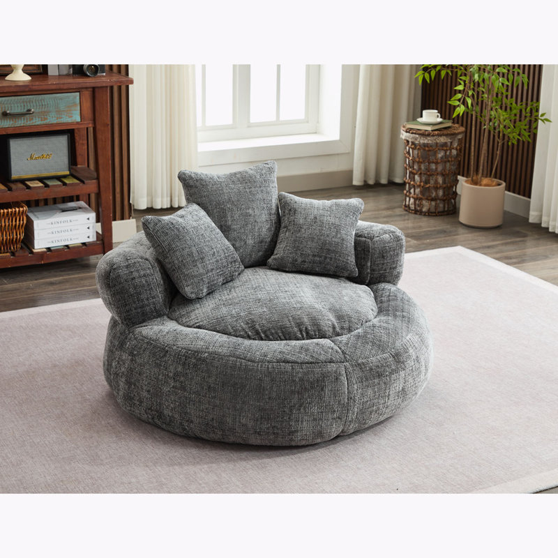 Bean Bag Lazy Sofa with Ultra Soft Chenille Cover, Gray Chenille