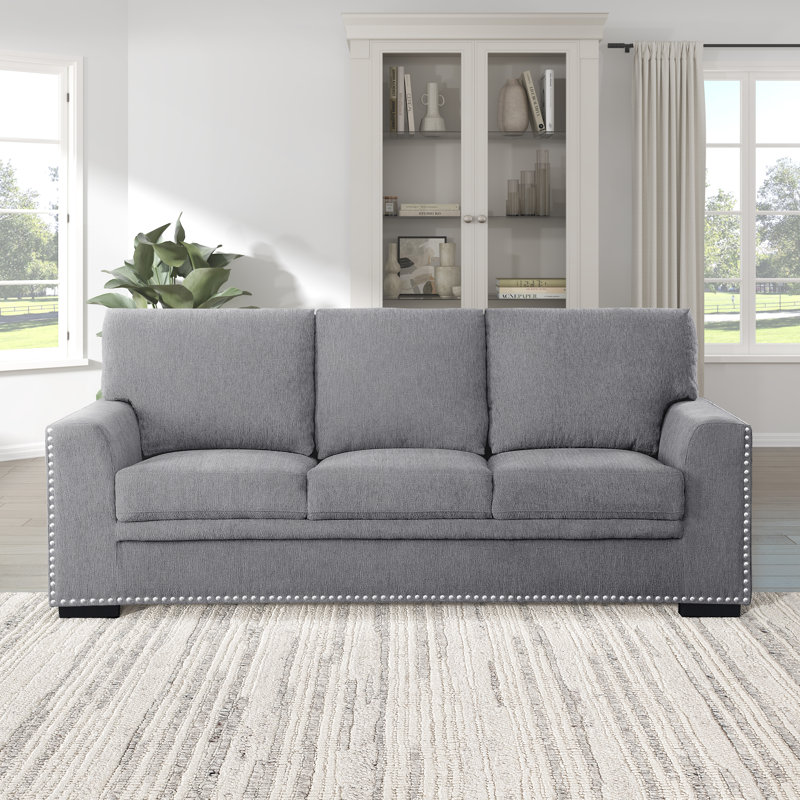 Canapé en chenille de 84 po Denaux, Gris chenille