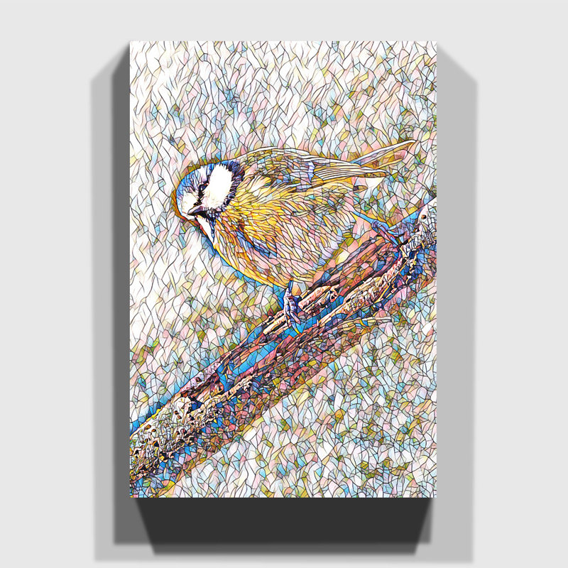 Blue Tit Bird - Wrapped Canvas, 76cm H x 50cm W