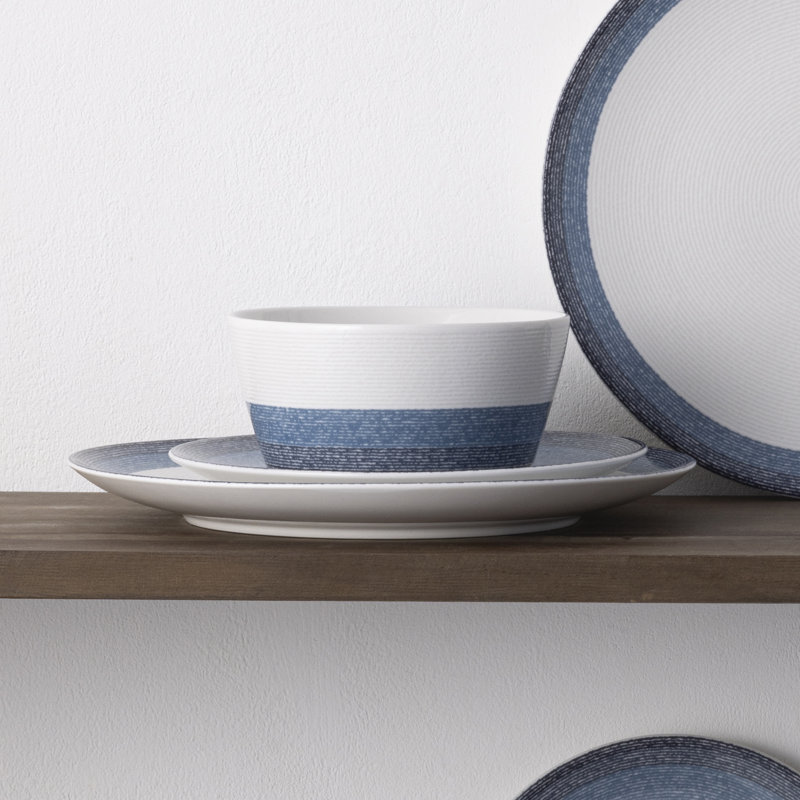 Service de table 12 pièces, service pour 4 Noritake Colorscapes Layers Coupe, Bleu marine