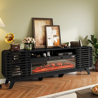 Meuble télé 80 po Mid-Century Modern Fireplace