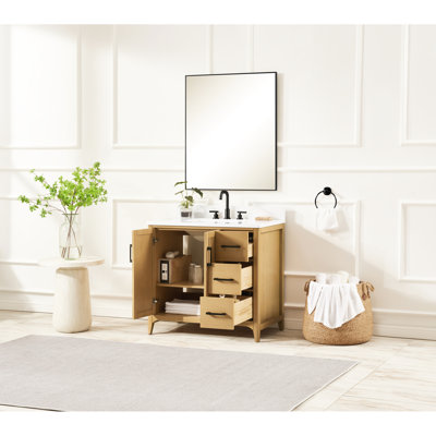 36 Inch Solid Wood Bathroom Vanity With Us Power, Pre - Assembled, Ultra White Top, 3 Silent Drawers, Adjustable Shelving, Built In Dual Color Selections, Design Aesthetic