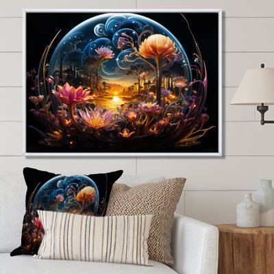 Ville de fleurs, paysages fantastiques sur toile