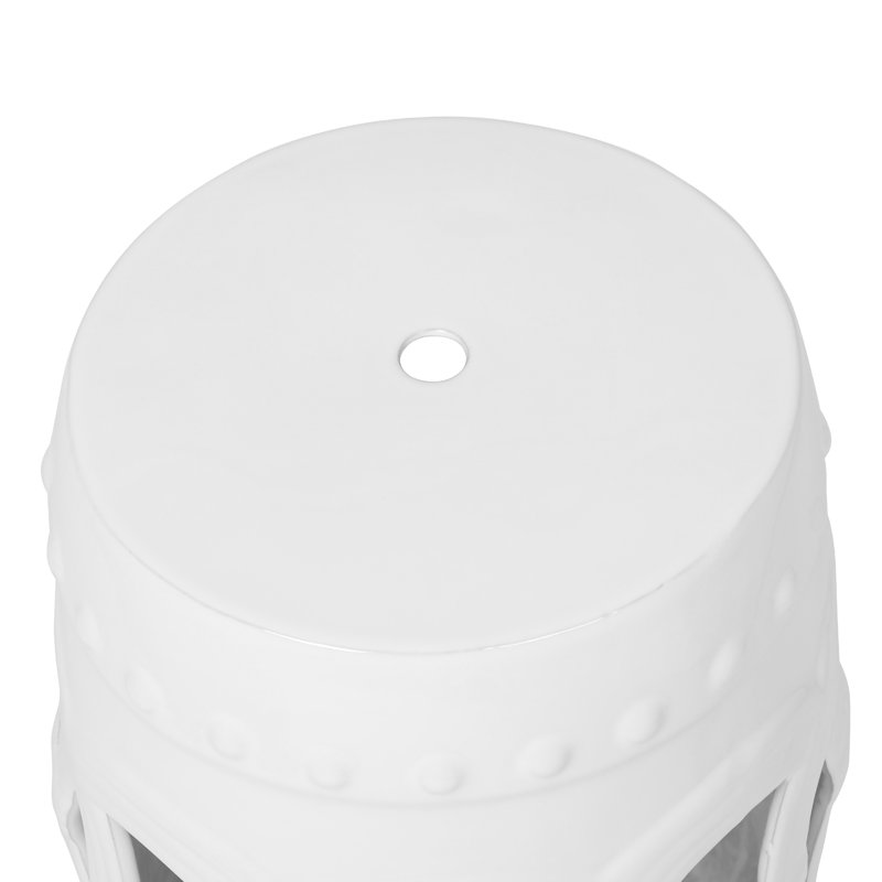 Élégant tabouret tambour en céramique au fini blanc intemporel pour les espaces intérieurs et extérieurs