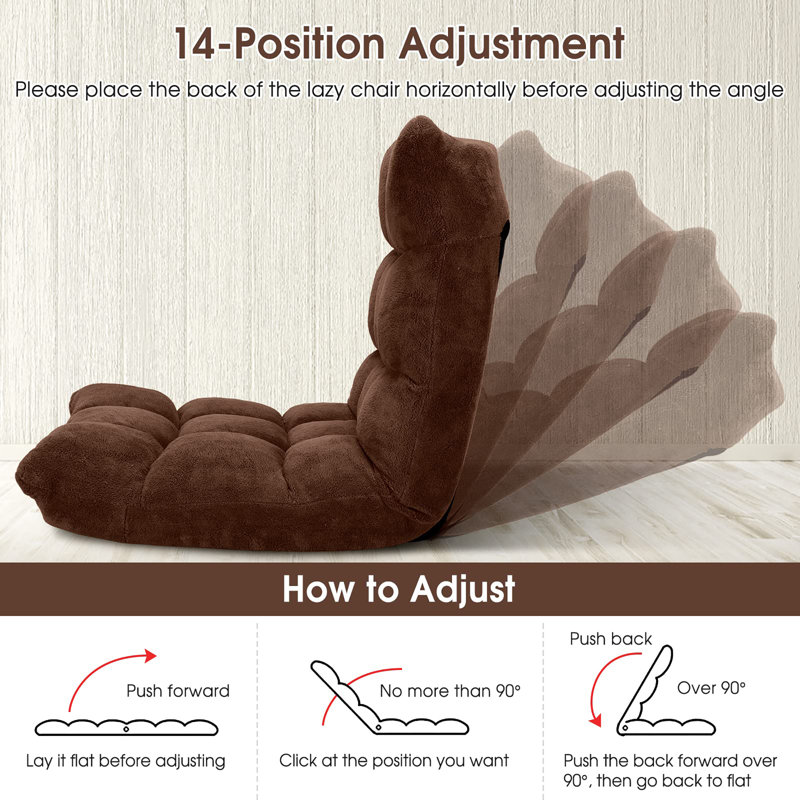 Chaise de plancher pliante avec dossier, Brun