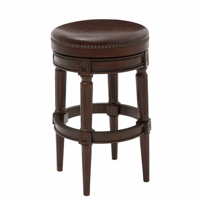 31In. Wood Backless Bar-Height Swivel Barstool, 1Pc