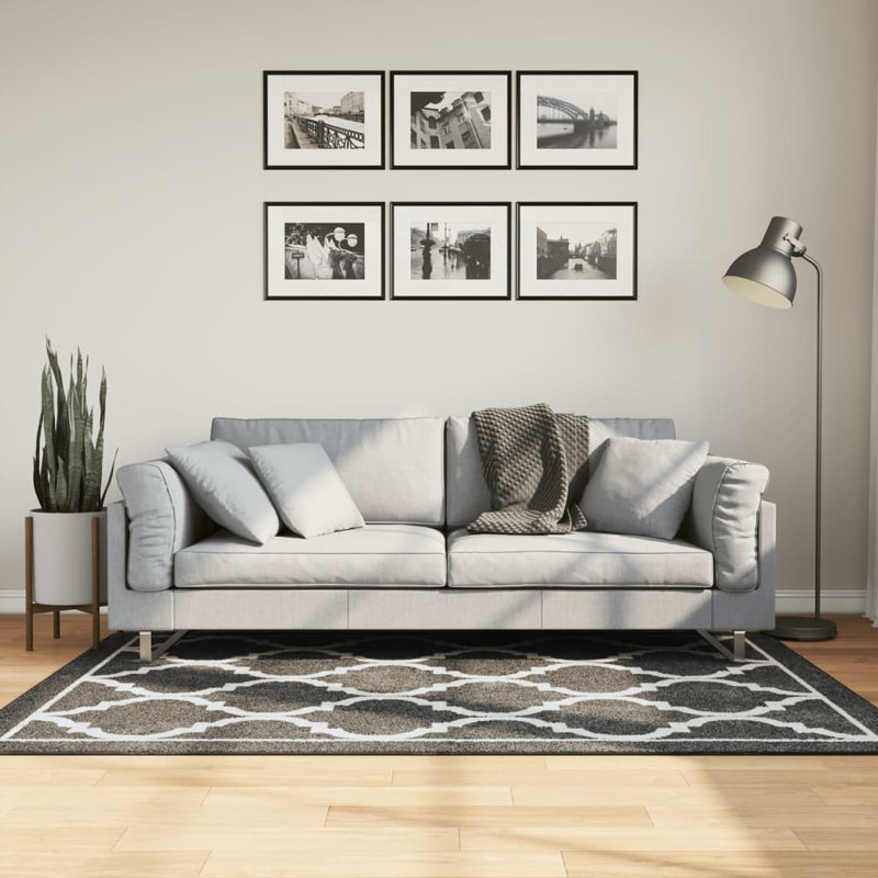 Haraldur Rug Washable Black and White Anti Slip, Rectangle 120 x 180cm