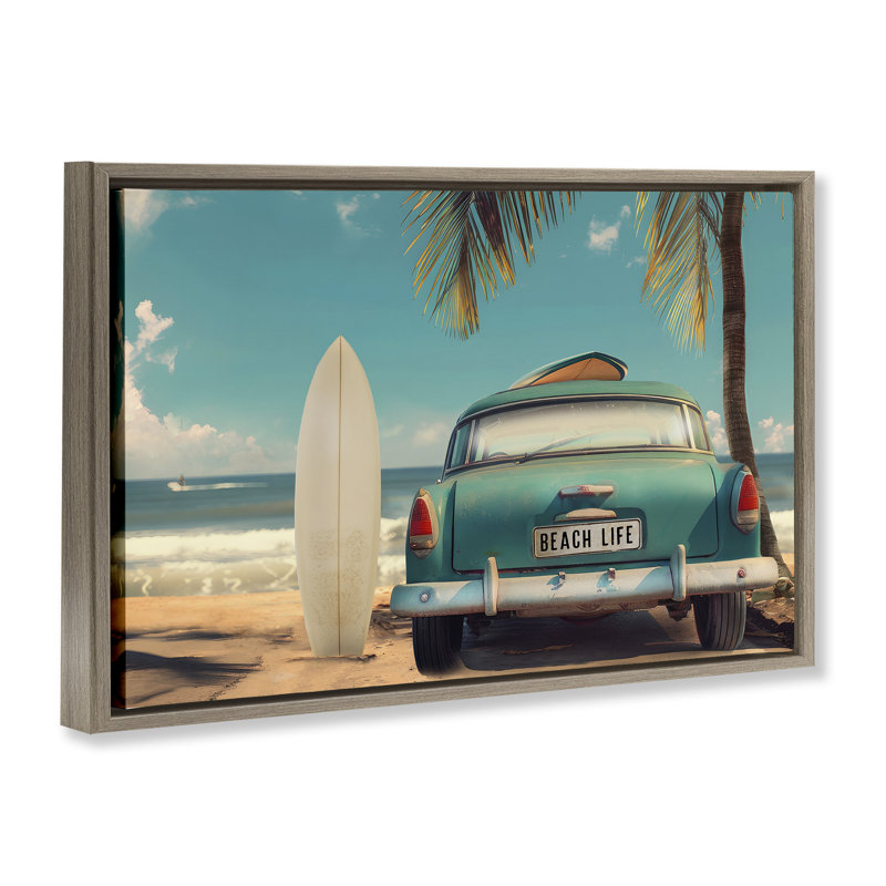 Étiquette de licence Summer Beach Life, Cadre flottant orme Montalcino, H 21 po x l 31 po