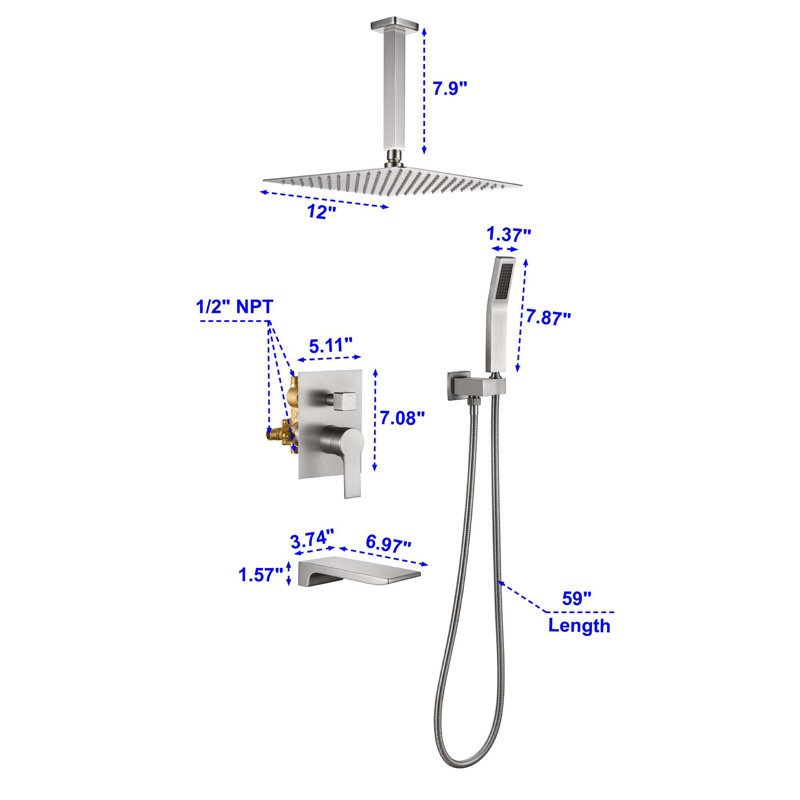 All-In-One Kit with Rough in-Valve, Brushed Nickel