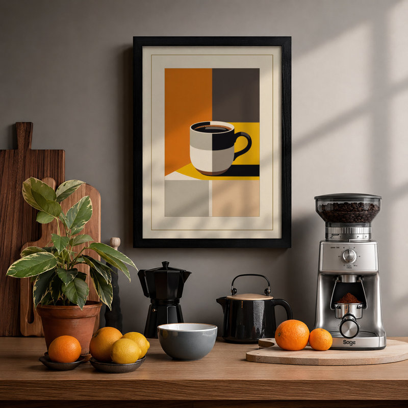 Mug In Space Geometric - Print, A2 - 59.4 x 42.0 cm, Black