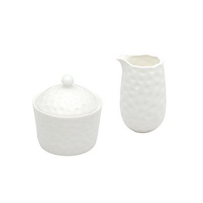 Red Vanilla Marble 2 Piece Covered Sugar Bowl & Creamer Set