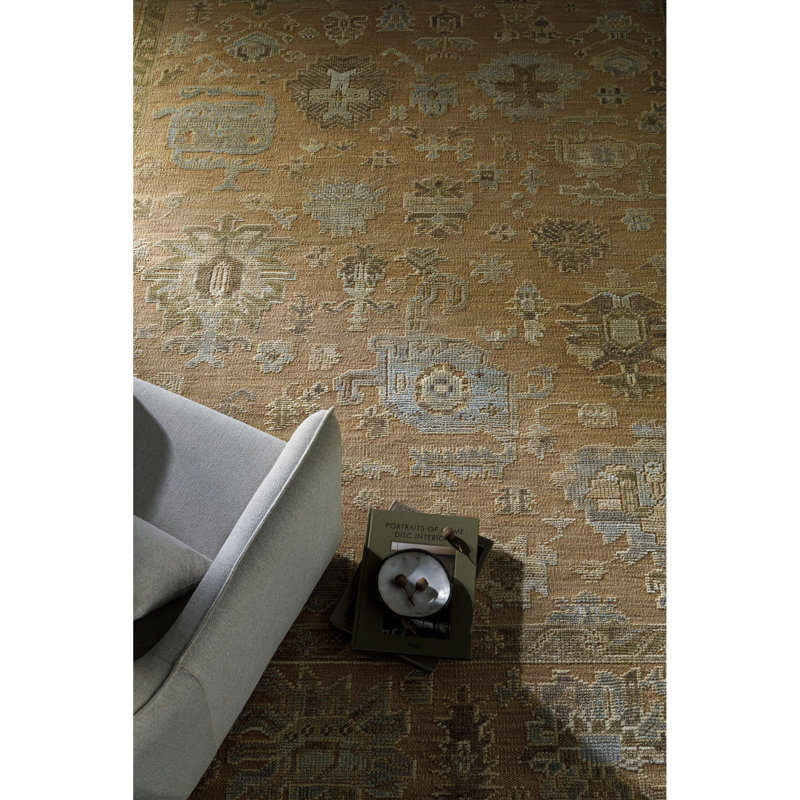 Sinclair Hand Knotted Wool Oriental Area Rug in Orange, Rectangle 8' x 10'