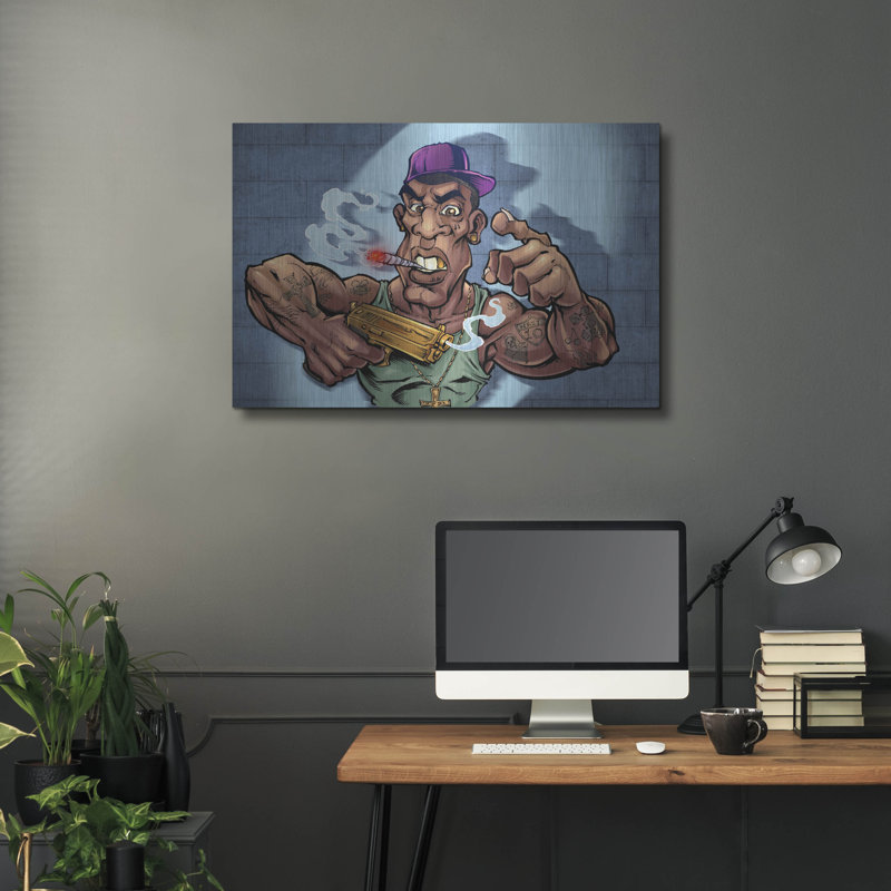Art mural en métal Trinx «Crook Personnage Gang Banger» par Flyland Designs, H 12 po x l 16 po