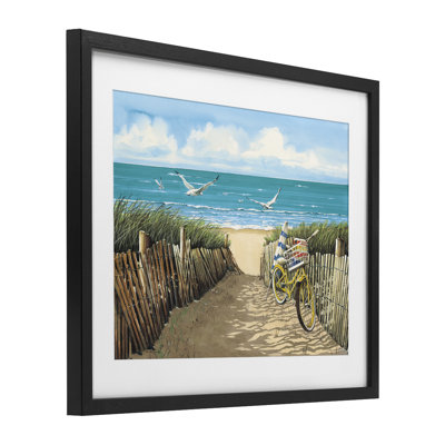 Yellow Beach Taxi Coast Framed Print Under Glass, design by John Rossini