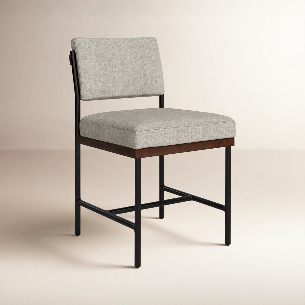 Popovich Genuine Leather Dining Chair, Gray