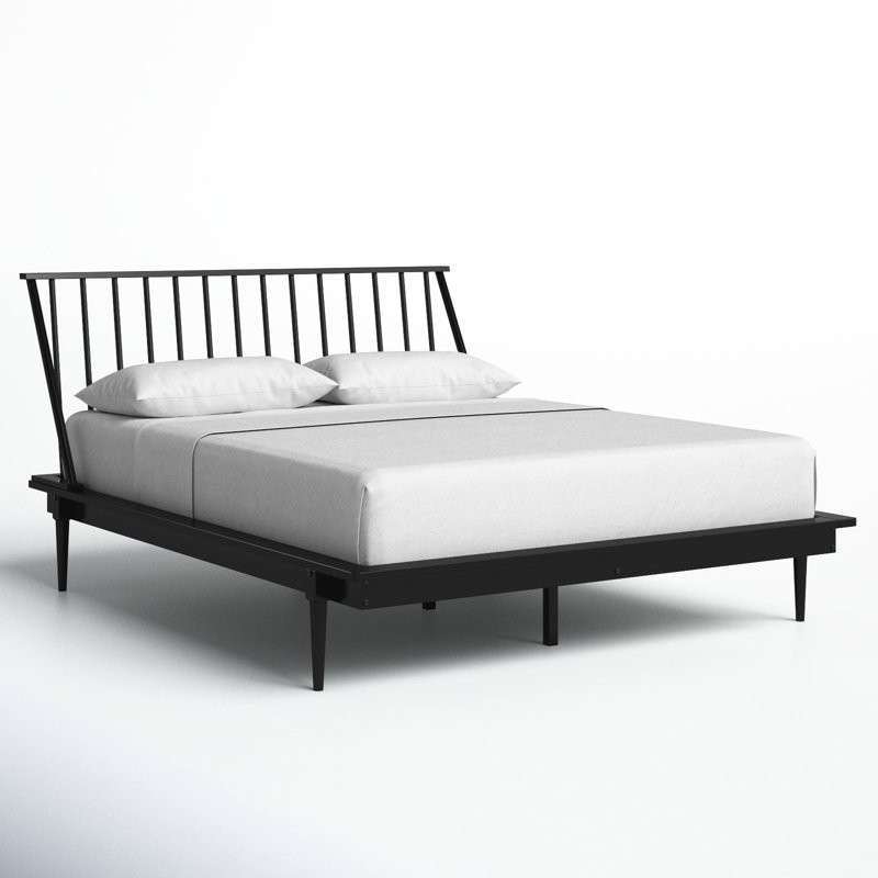 Henline Solid Wood Platform Spindle Bed, Queen, Black