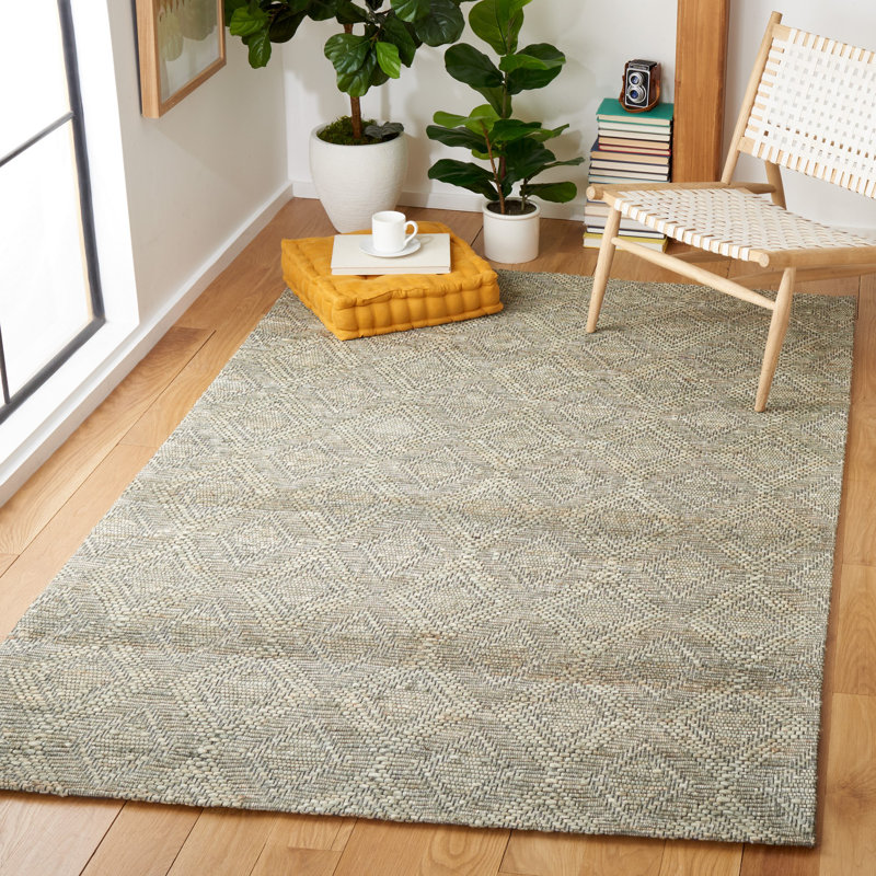 Tapis géométrique en jute et en coton tissé à la main avec latex Karaline, Rectangle de 5 pi x 8 pi