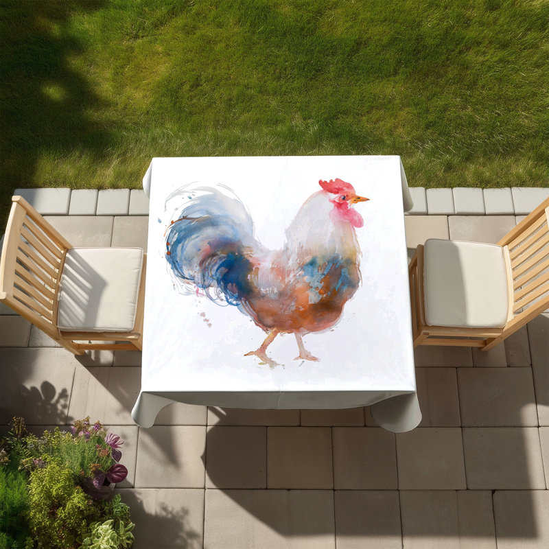 Watercolor Rooster Tablecloth - Farm Animal Home Decor