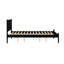 Lit plateforme en bois de style moderne Mid-Century avec finition noire, pieds ronds fuselés et ensemble de lattes pour chambre à coucher inclus