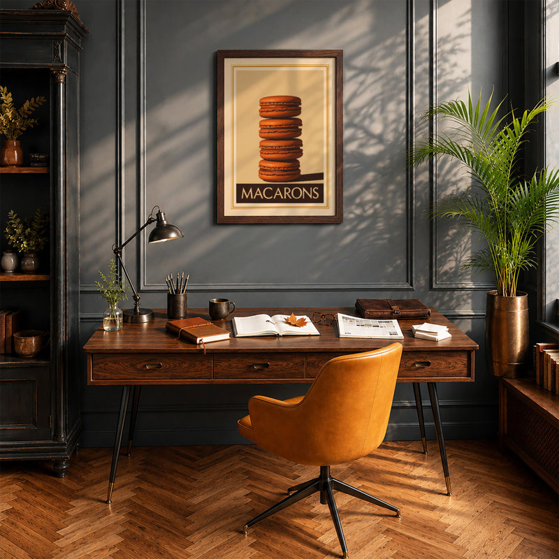 Stacked Macarons Art Deco - Print, A2 - 59.4 x 42.0 cm, Walnut
