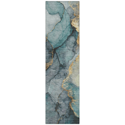Machine Washable Indoor/Outdoor Chantille ACN2590 Abstract Rug