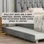 Lit tapissier gris avec rangement gigogne pour grand lit, conception moderne, sans sommier tapissier